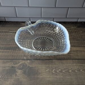 Vintage Fenton Moonstone Hobnail Heart Candy Dish